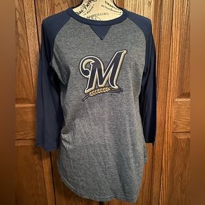 EUC Milwaukee Brewers 3/4 Sleeve Top